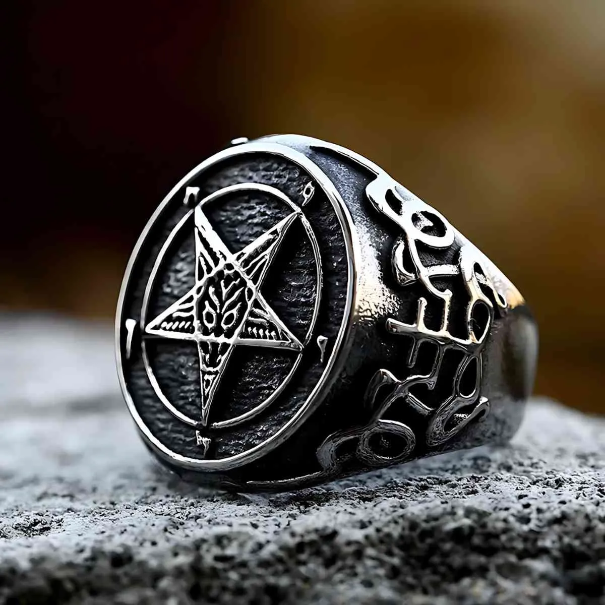 Pentagram Baphomet Ring