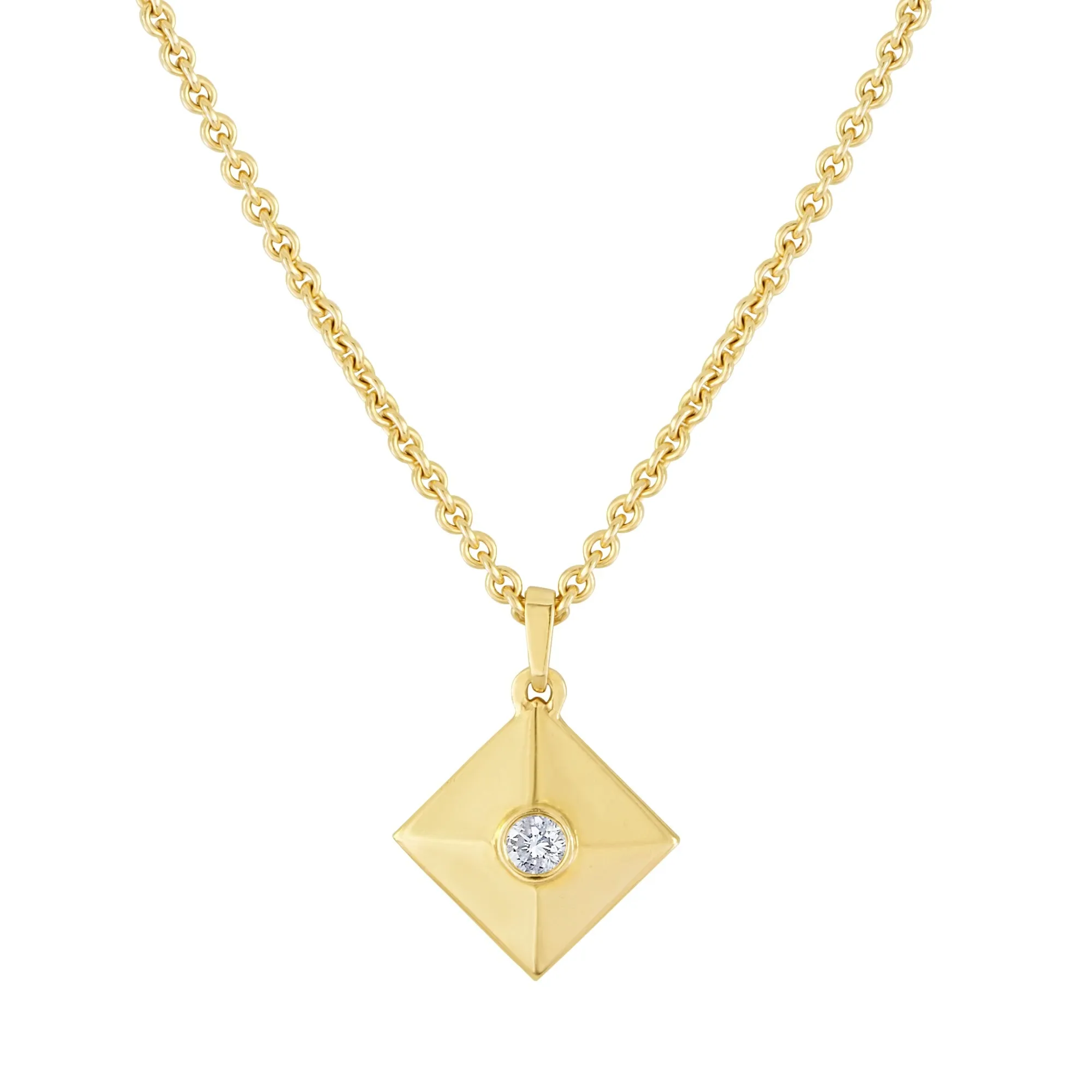 Petite Diamond Pyramid 18k Gold Pendant