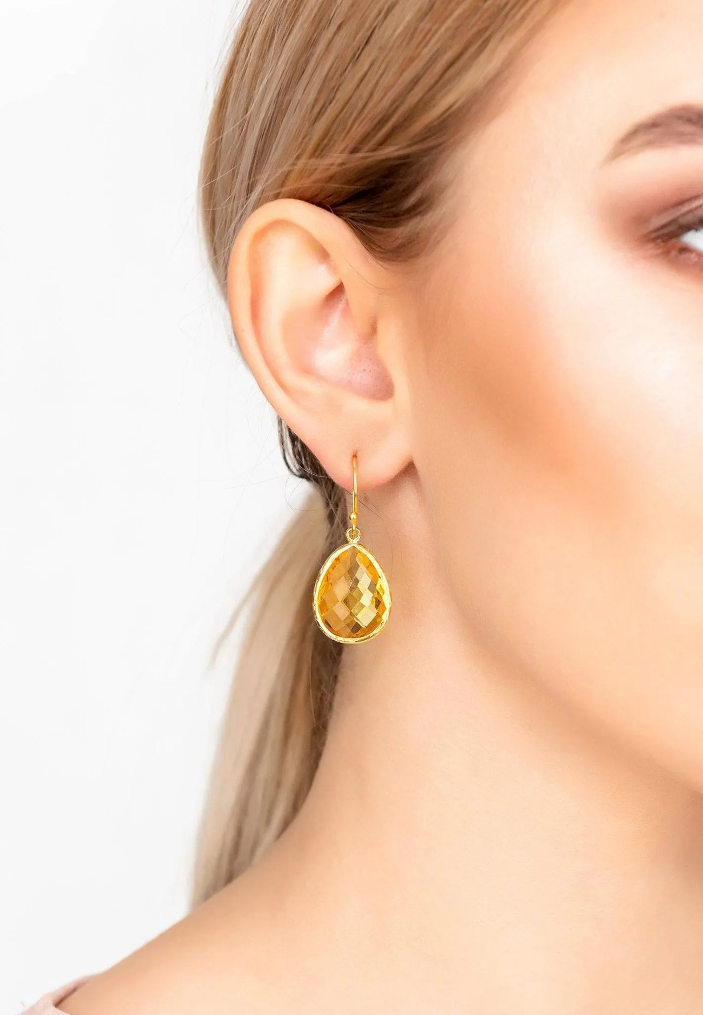 Petite Drop Earrings in Citrine and Gold