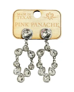 Pink Panache 10mm Silver/Clear Connector on Clear Rhinestone Hinged Earrings