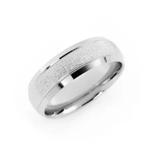 Platinum Scratch Domed with Beveled Edge 6mm Wedding Band