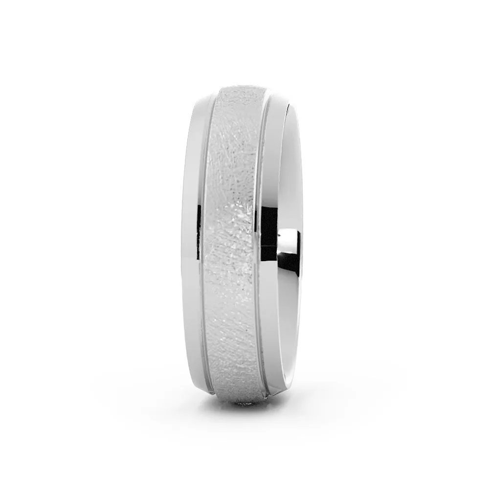 Platinum Scratch Domed with Beveled Edge 6mm Wedding Band