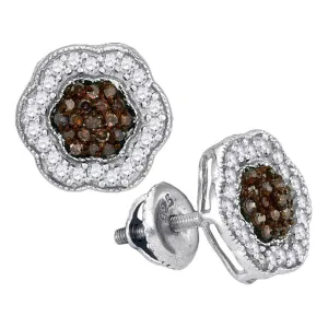 Polygon Cluster Brown Diamond Earrings in 10kt White Gold - Luxurious and Captivating