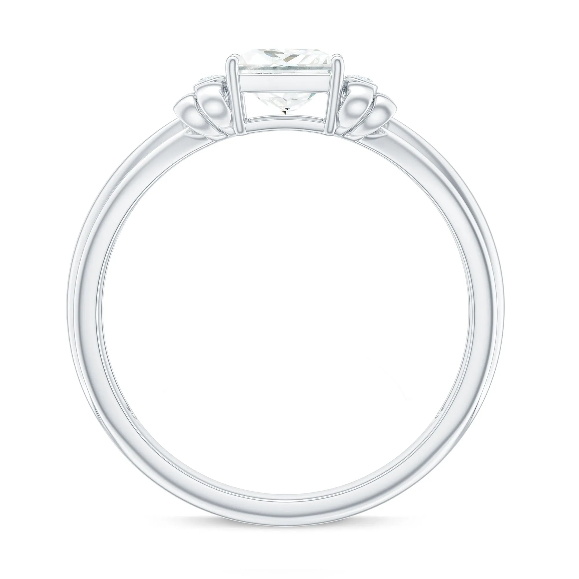 Princess Cut Moissanite Solitaire Engagement Ring with Bow