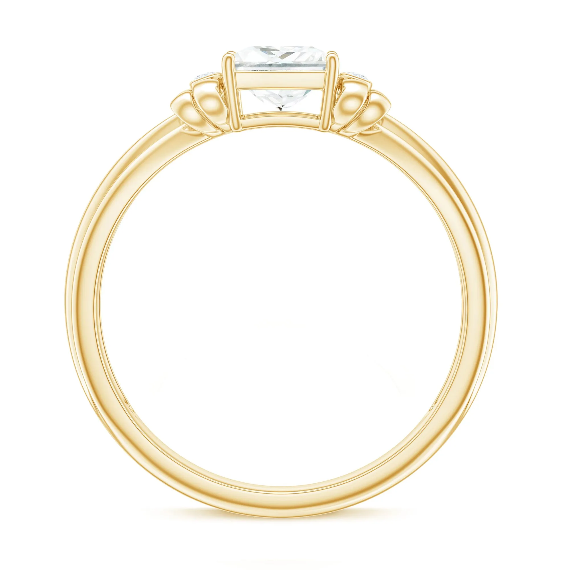 Princess Cut Moissanite Solitaire Engagement Ring with Bow