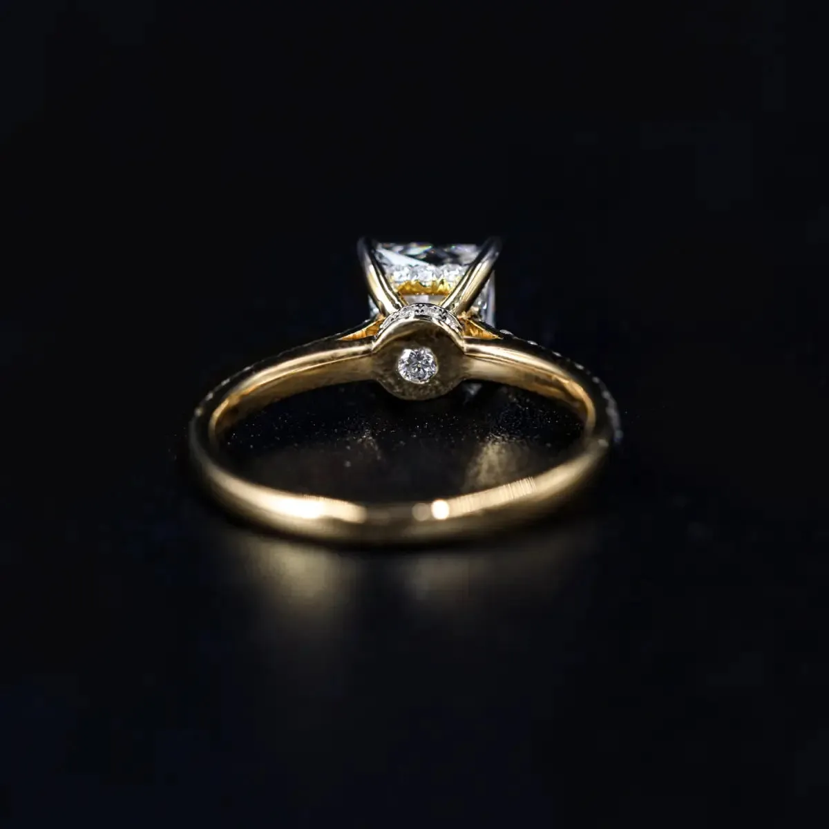 Princess Shape Solitaire With Double Hidden Halo Ring