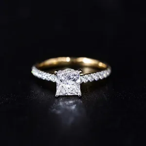 Princess Shape Solitaire With Double Hidden Halo Ring
