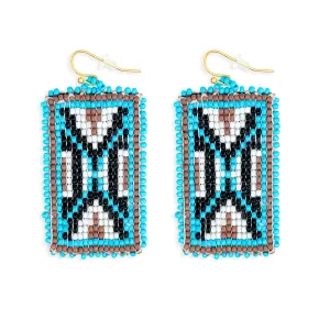 Protection Sheild Beaded Earring In Turquoise