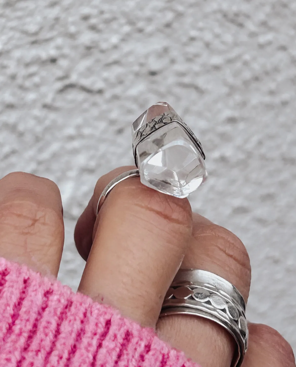 Quartz Point Ring - size P