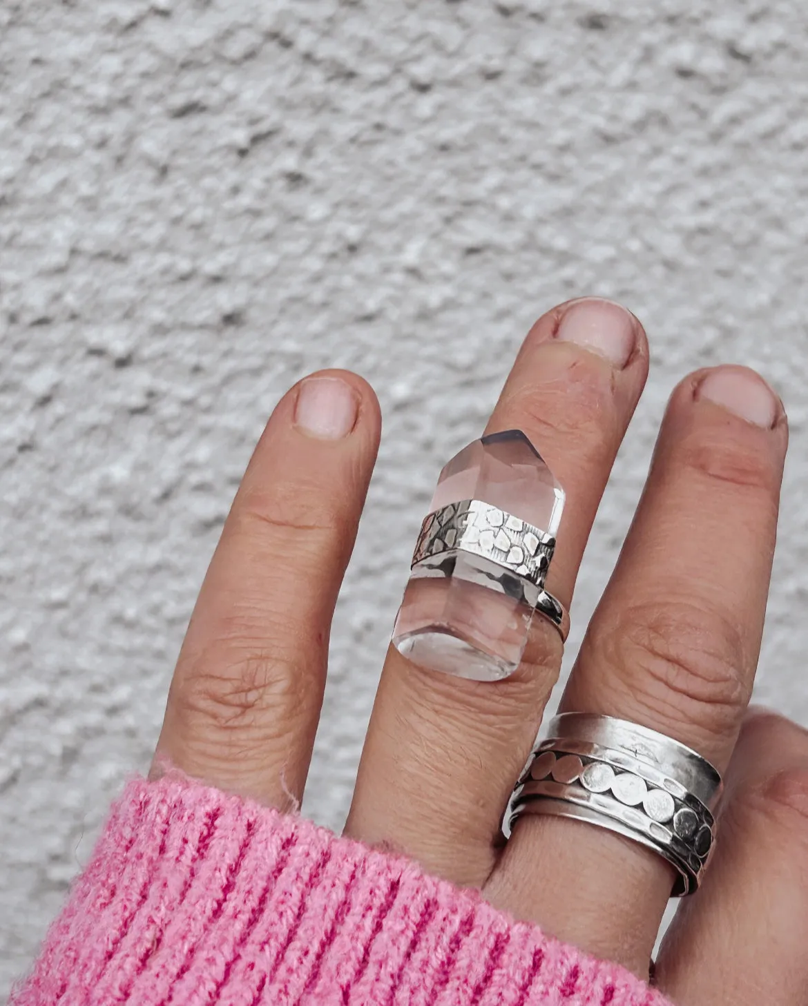 Quartz Point Ring - size P