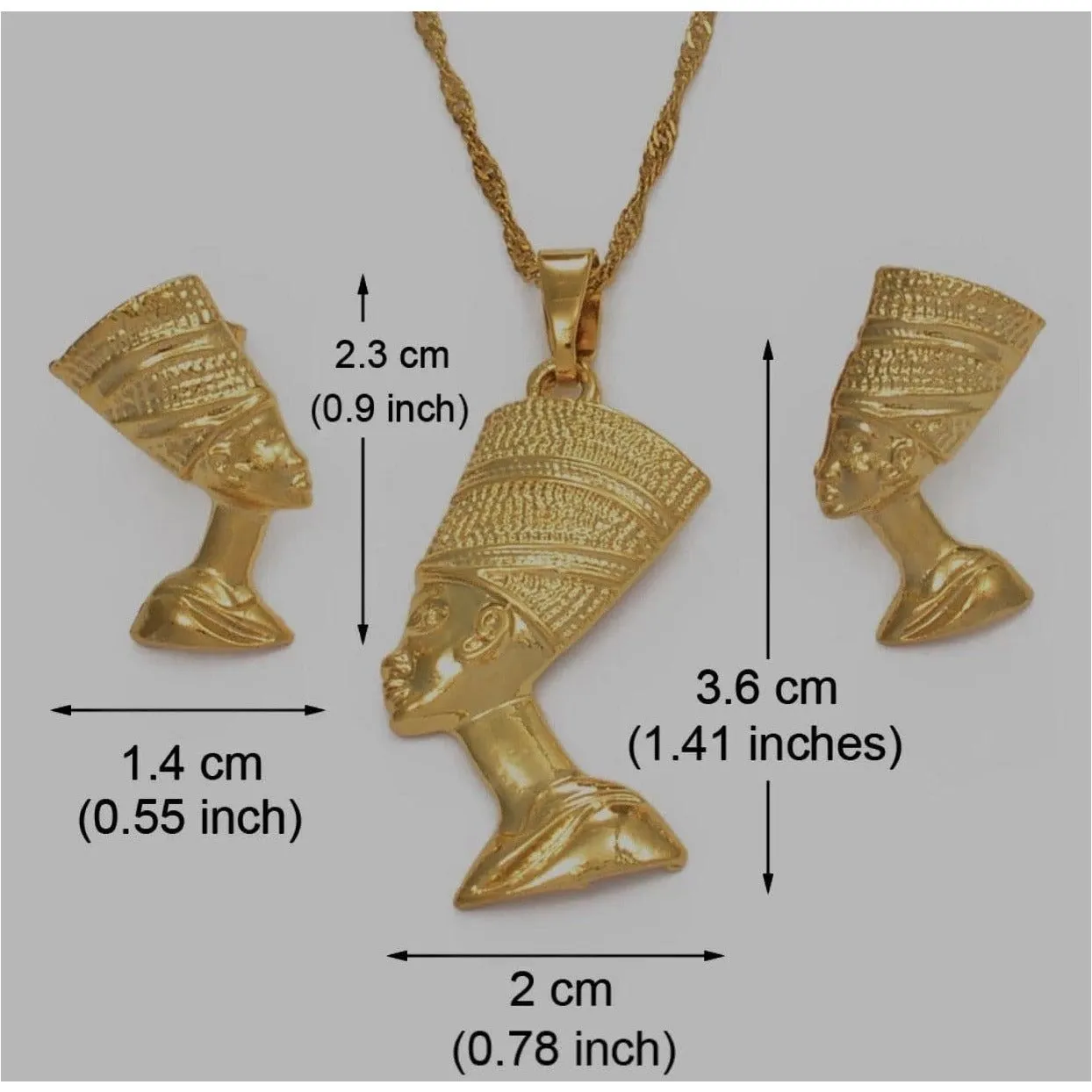 Queen Nefertiti head pendant set