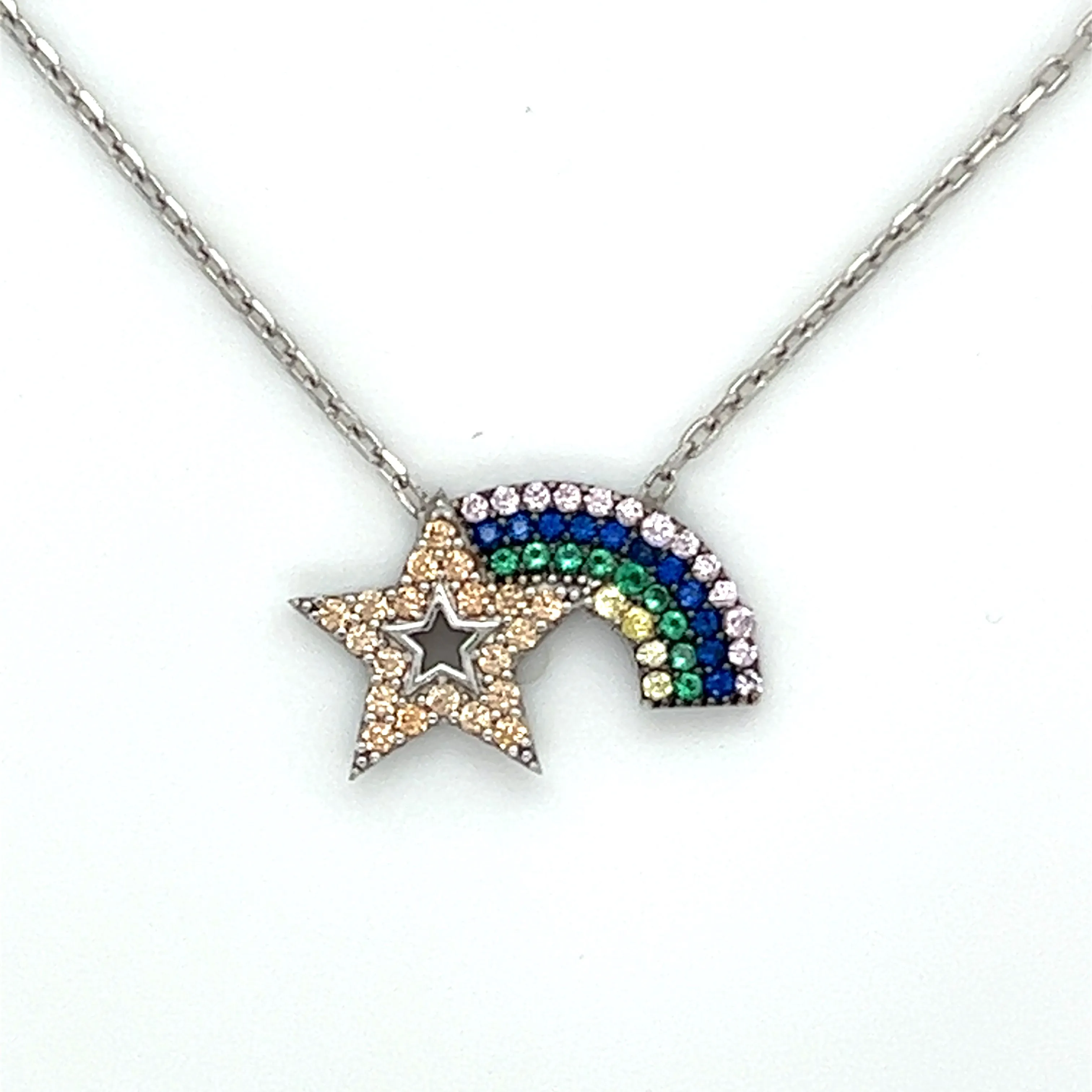 Rainbow and Star CZ Necklace