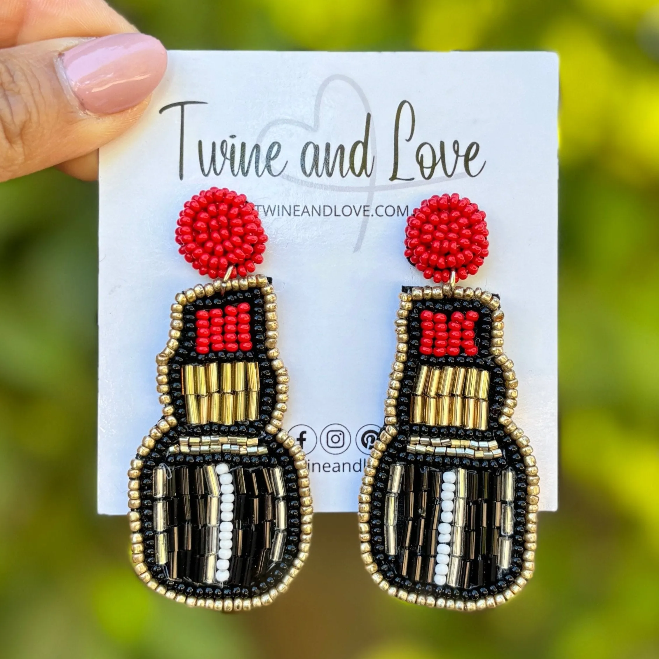 Red Lipstick Beaded Earrings