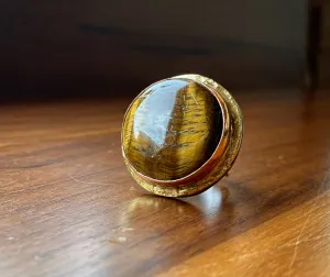 REGAL BRASS COPPER TIGERS EYE RING