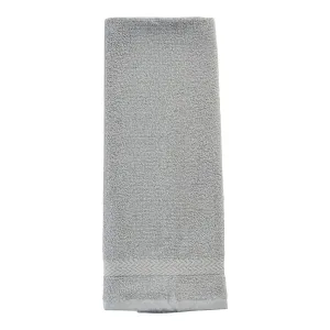 Regal Cotton Hand Towel with Chevron Stripe Trim, Grey, 28-in