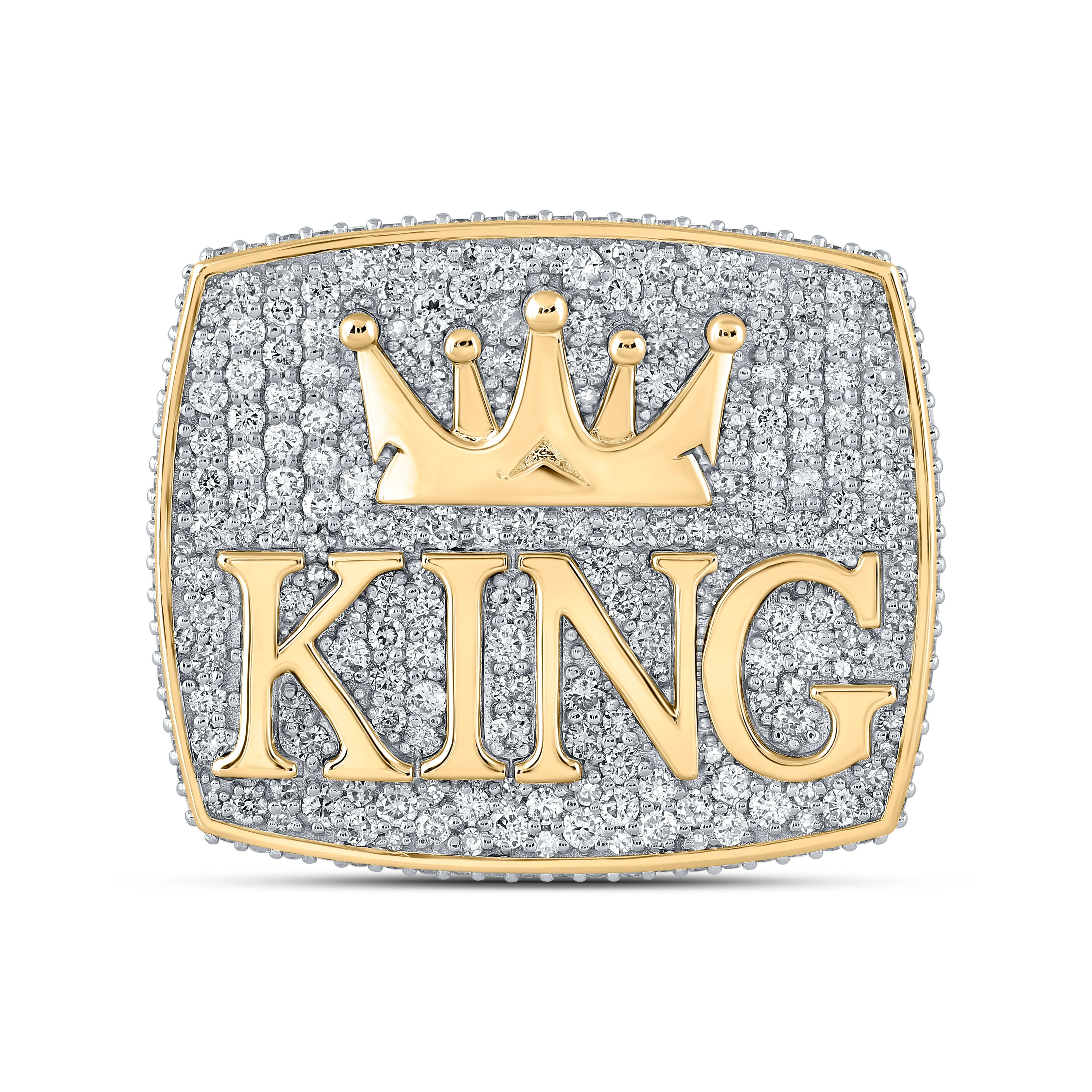 Regal Majesty: 10kt Yellow Gold Mens Round Diamond Crown Ring 10-1/2 Cttw