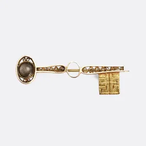 Regency Period Key Memorial Brooch