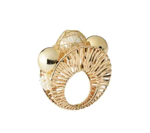 Regent Napkin Ring in Ivory & Gold, Set of 4