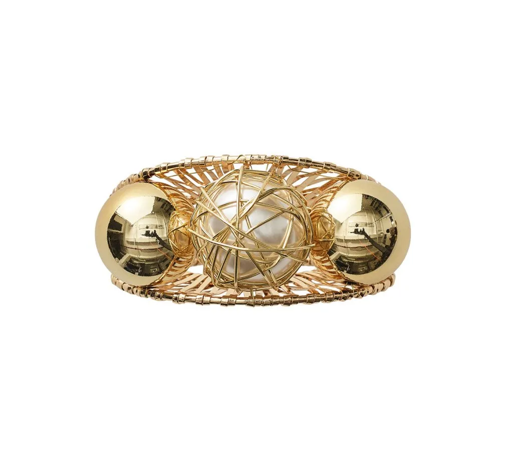 Regent Napkin Ring in Ivory & Gold, Set of 4