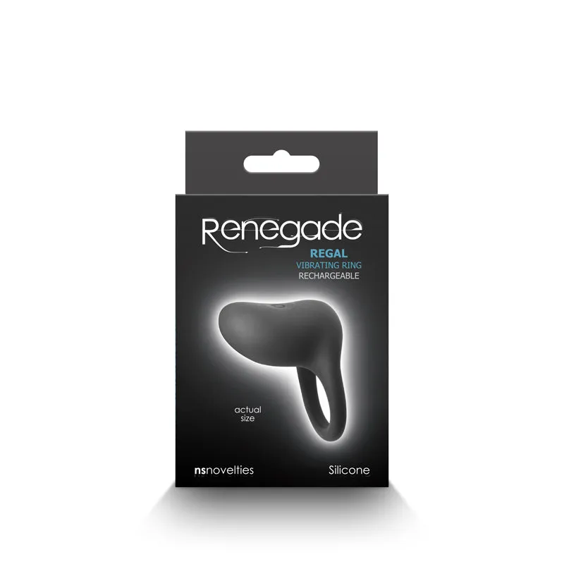 Renegade Regal Rechargeable Vibrating 7 Function Penis Ring Black