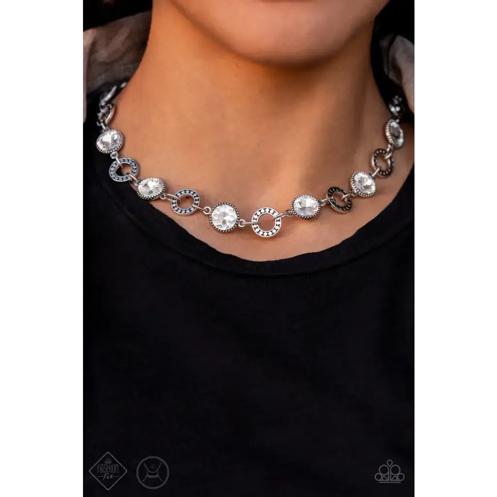 Rhinestone Rollout - White Necklace