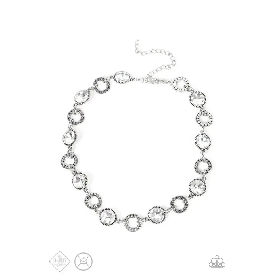 Rhinestone Rollout - White Necklace