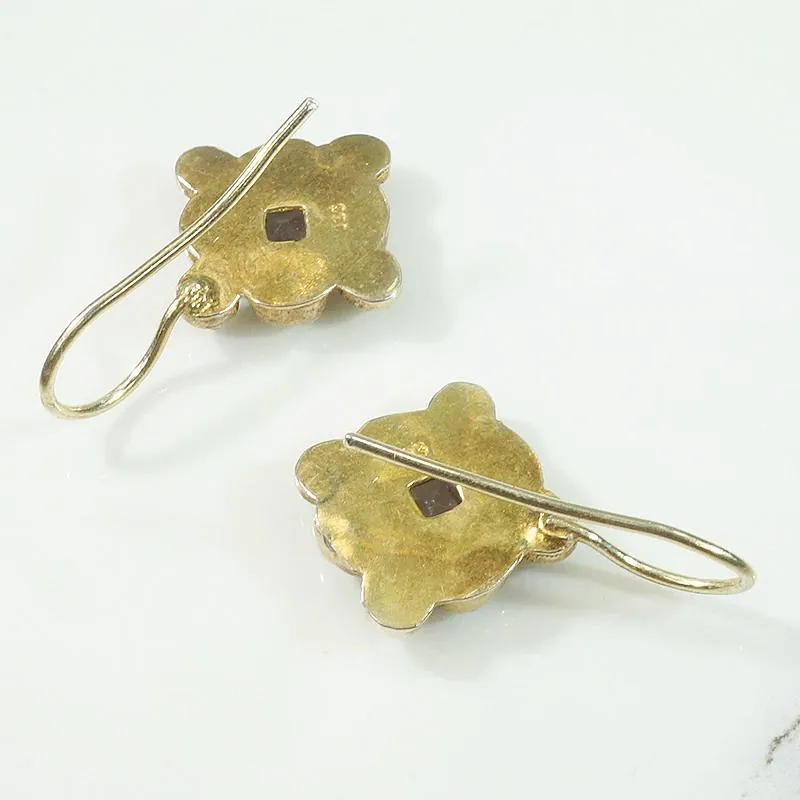 Romantic Silver Gilt Ear Bobs with Amethyst & Pearl