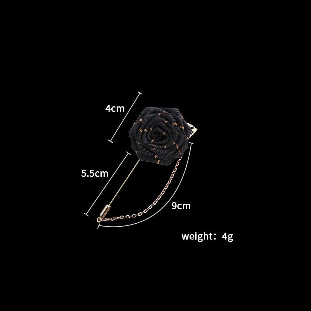 Rose Flower Lapel Pin for Men Brooch Rose Flower Suits Brooches Collar Gold Leaf Tassel Pin Wedding Lapel Flower Pin Rose for Men
