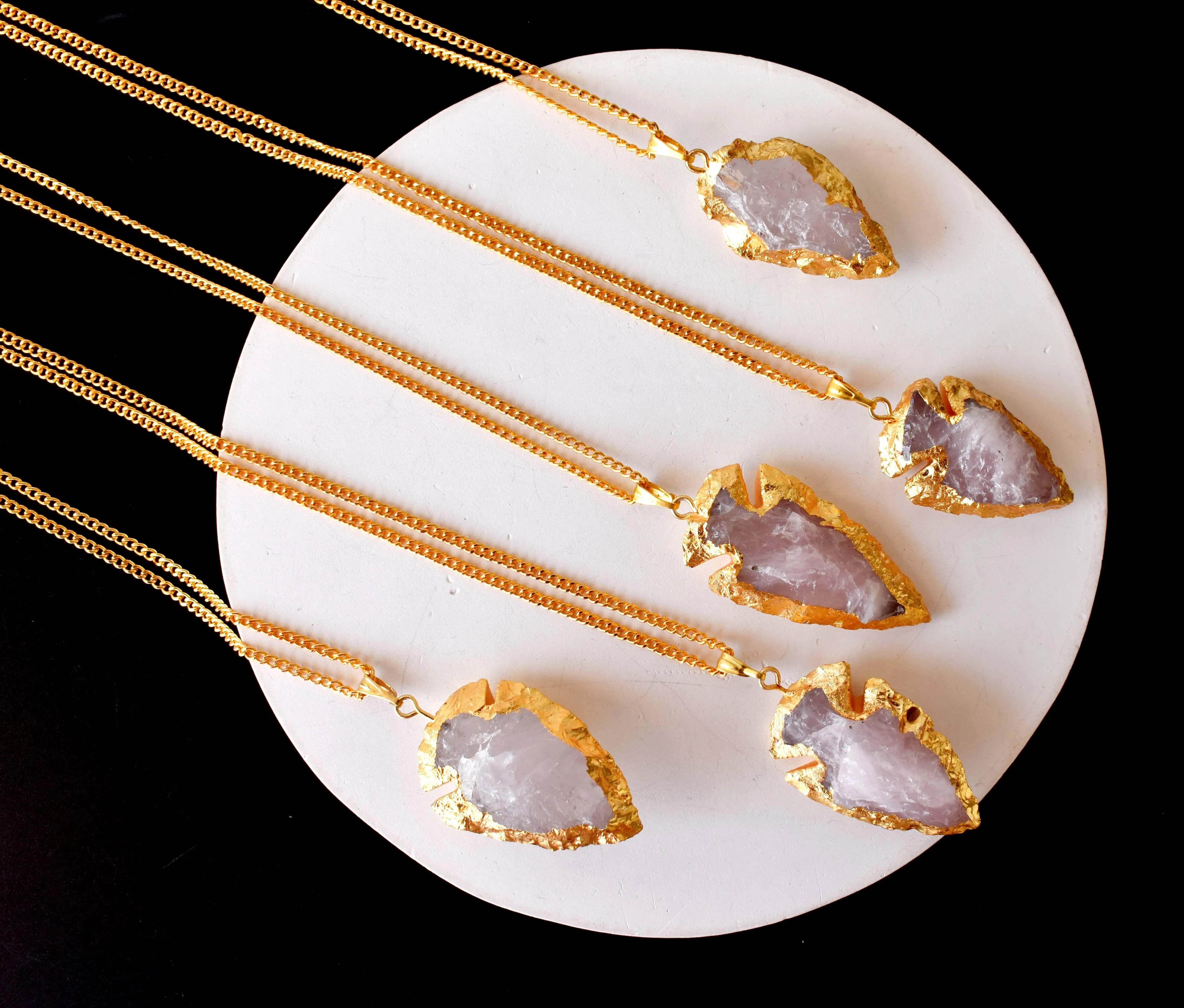 Rose Quartz Arrowheads Pendant