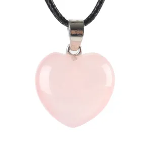 Rose Quartz Love Heart Shaped Gemstone Pendant