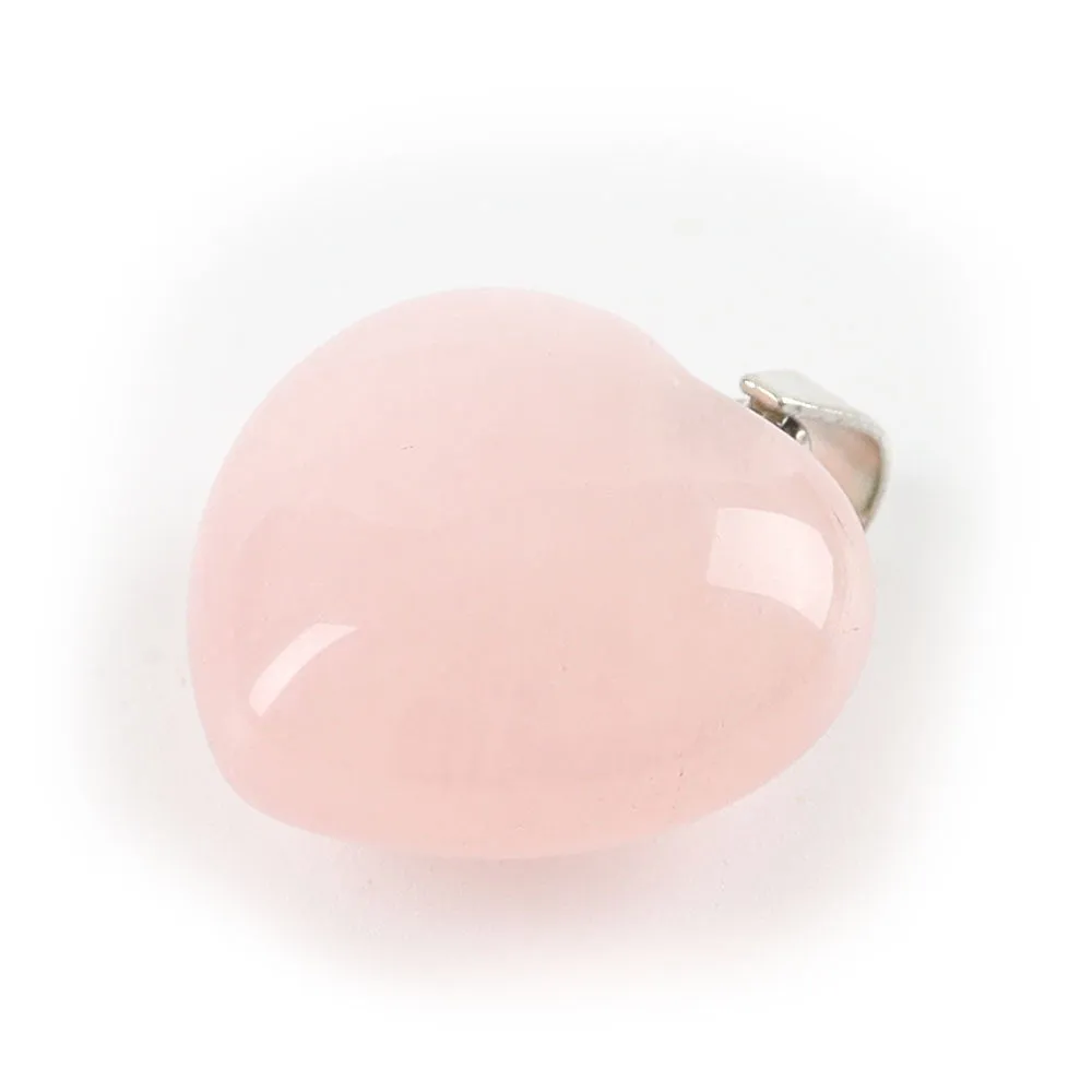 Rose Quartz Love Heart Shaped Gemstone Pendant