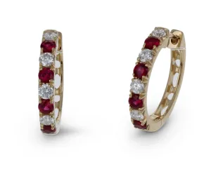 Ruby and Diamond Hoops