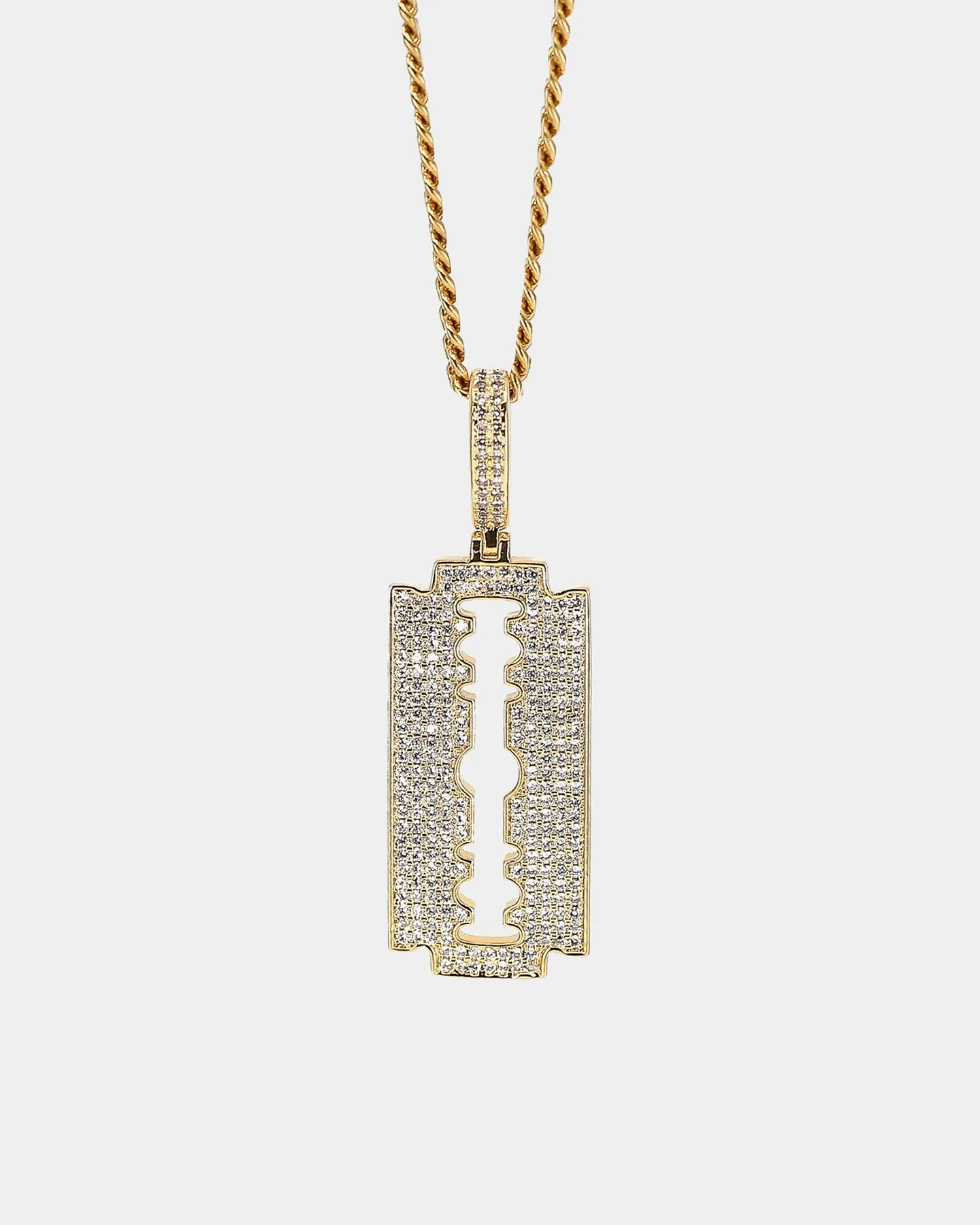 Saint Morta Iced Razor Pendant Iced Gold