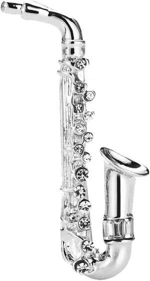Saxophone Brooches Women Unisex Metal Rhinestone Instruments Music Lover Brooch