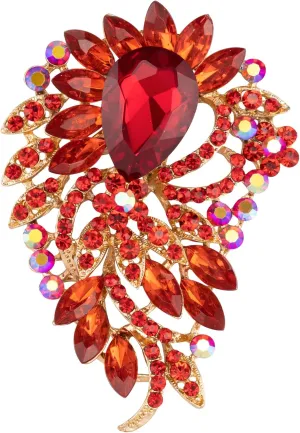 SELOVO Big Large Flower Statement Brooches Pins Scarf Decoration Gold Tone