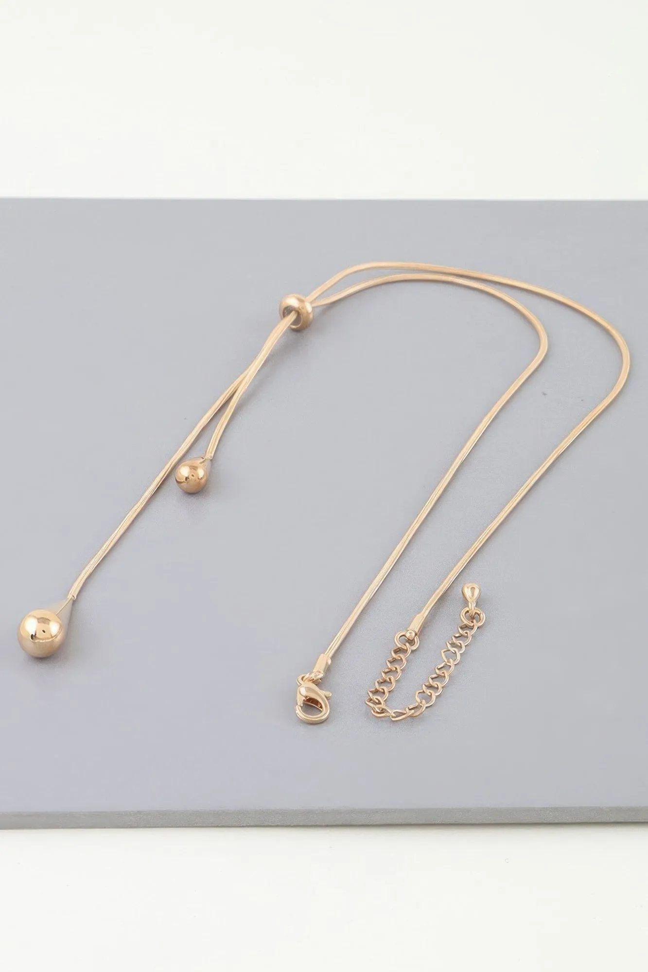 Shiny Twin Teardrop Toggle Necklace