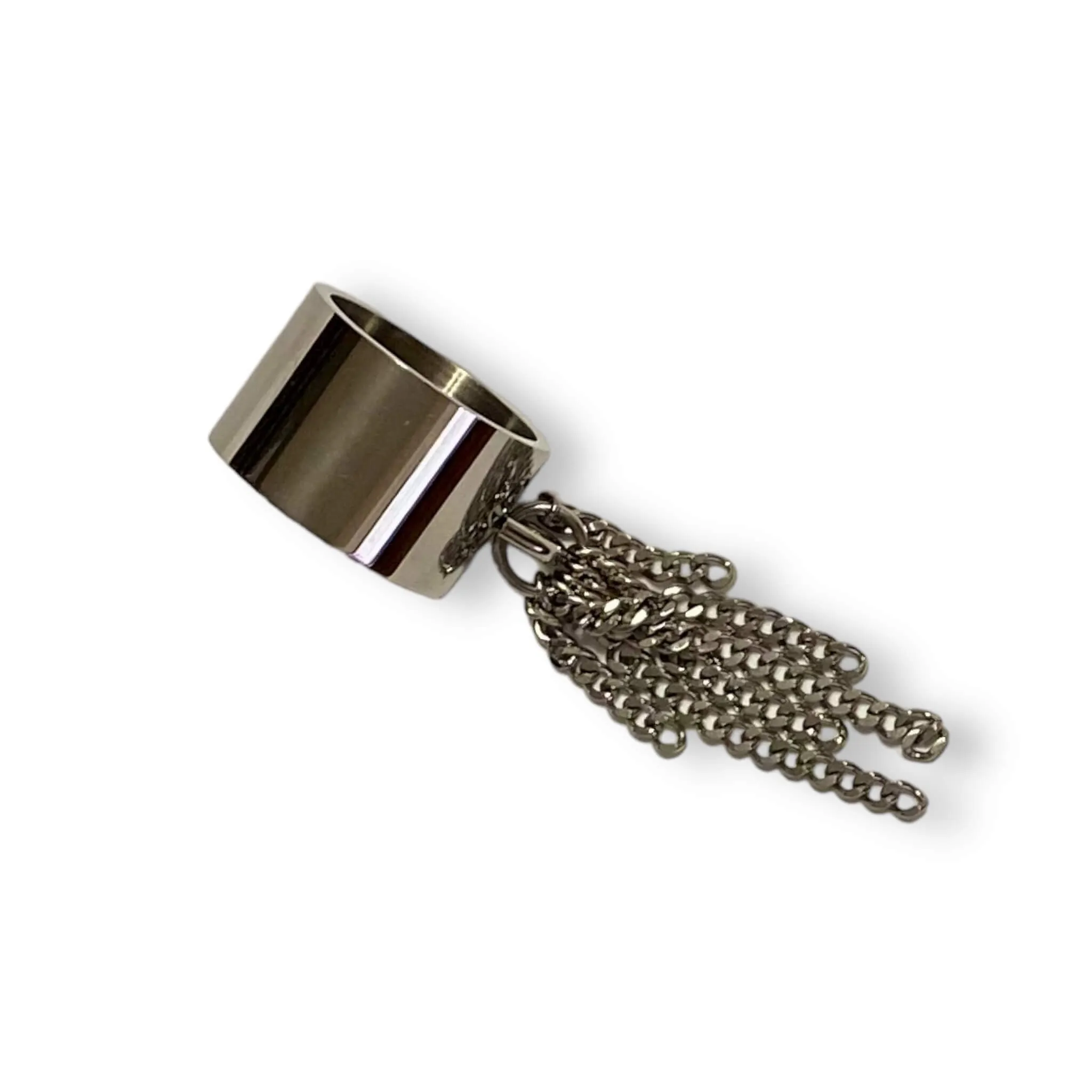 Silver Tassel Wide Statement Ring