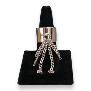 Silver Tassel Wide Statement Ring