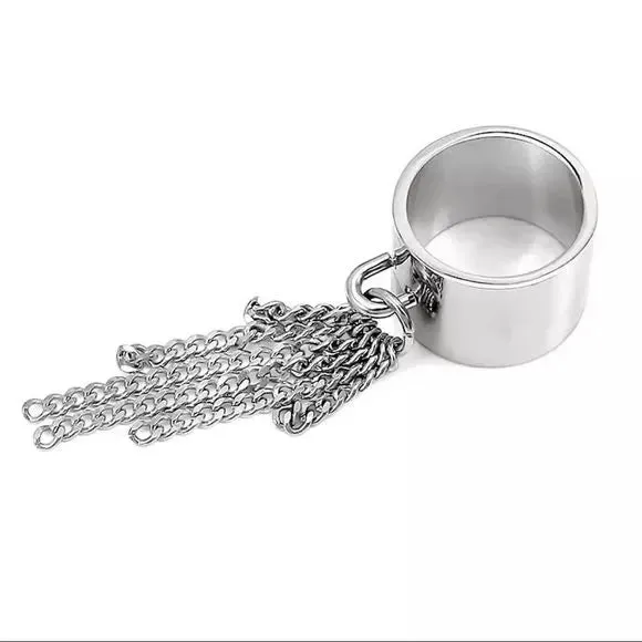 Silver Tassel Wide Statement Ring