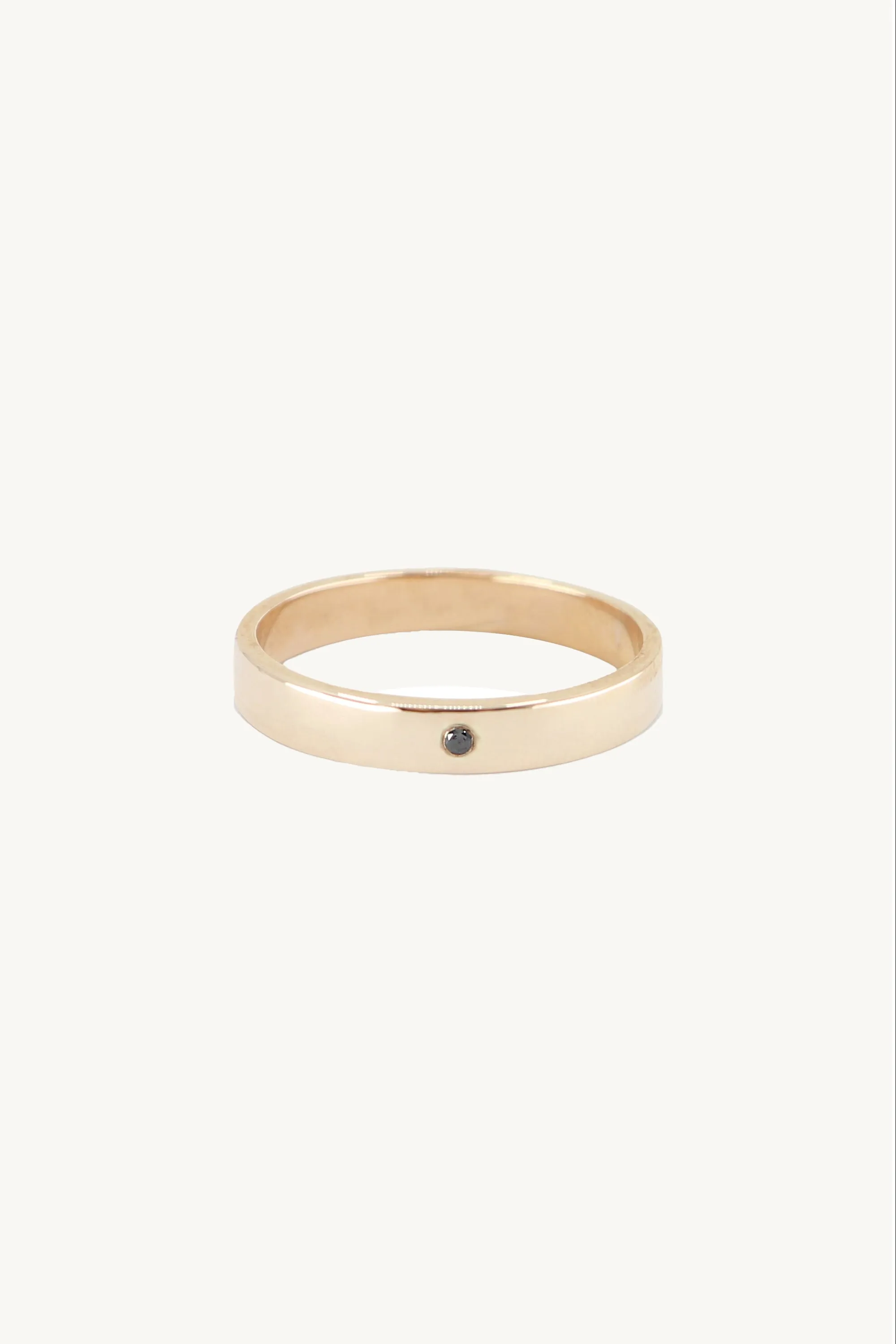 Single Black Diamond Yellow Gold Band