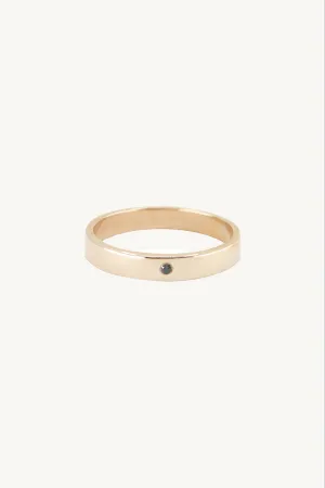 Single Black Diamond Yellow Gold Band