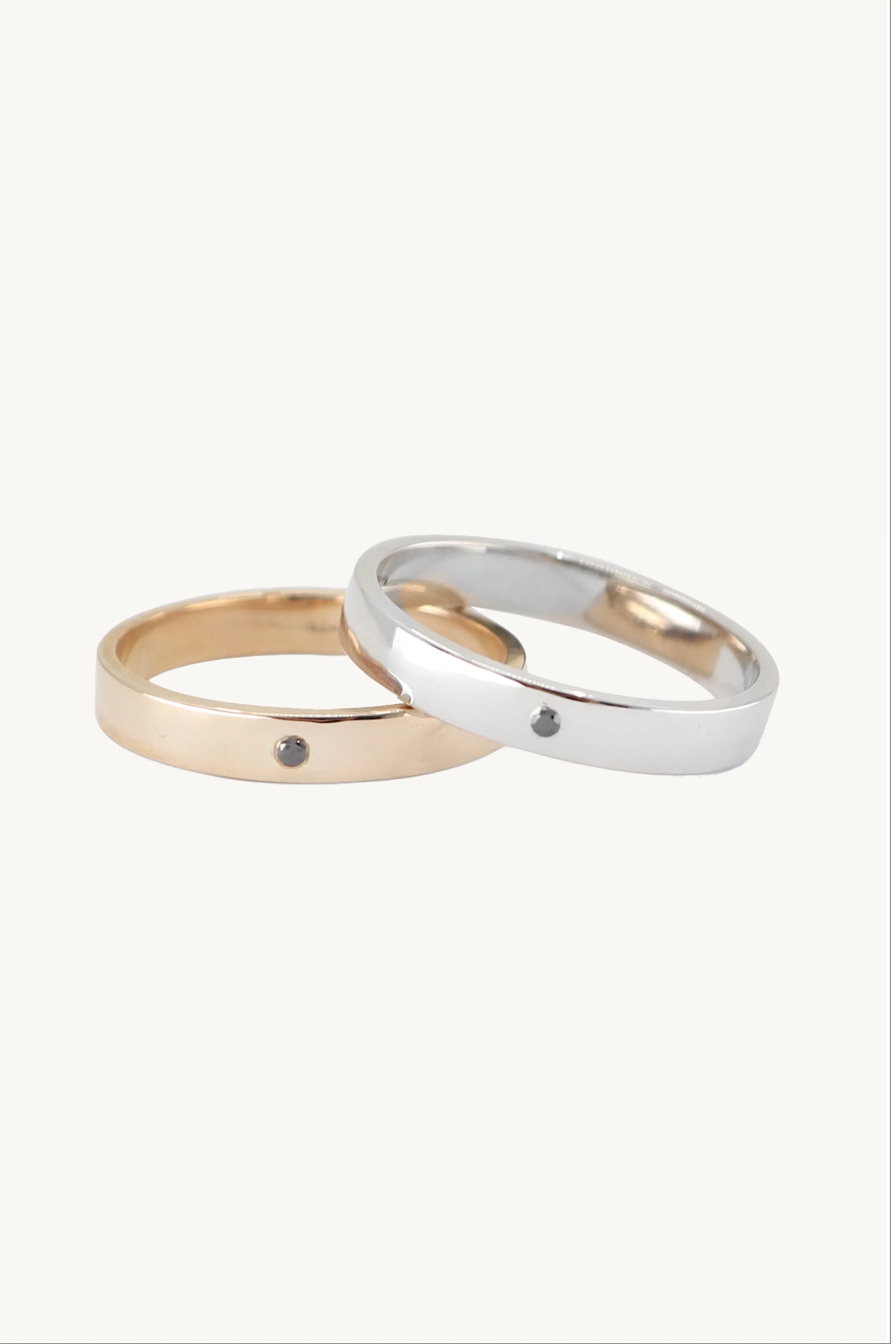 Single Black Diamond Yellow Gold Band