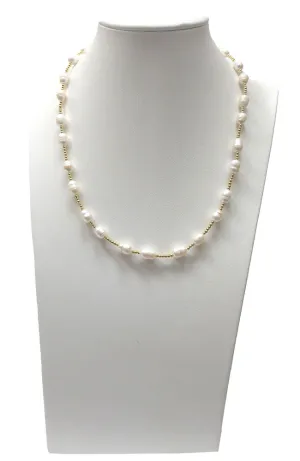 Small Bee Hive Pearl Stations with Ball Chain Necklace