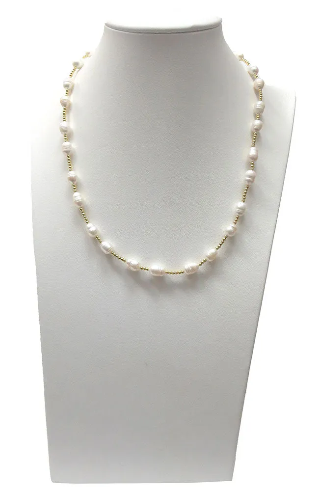 Small Bee Hive Pearl Stations with Ball Chain Necklace