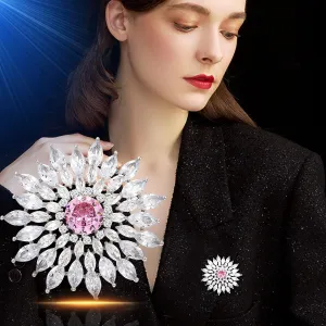 Snowflake Brooches Pin for Women Gold Plated Rhinestone Snowflake Lapel Pins Winter Jewelry Gifts