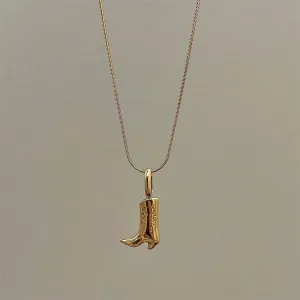 Stainless Steel Denim Boots Pendant Necklace Retro Style Jewelry