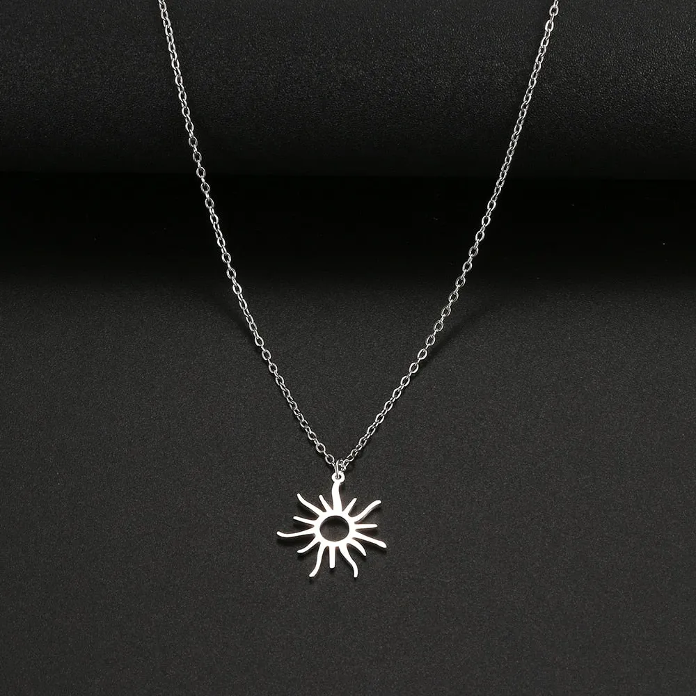 Stainless Steel Necklaces Exquisite Big Sun Style Pendant Collar Chain Fashion Necklace Women Men Jewelry