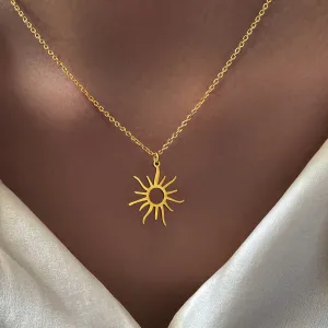 Stainless Steel Necklaces Exquisite Big Sun Style Pendant Collar Chain Fashion Necklace Women Men Jewelry