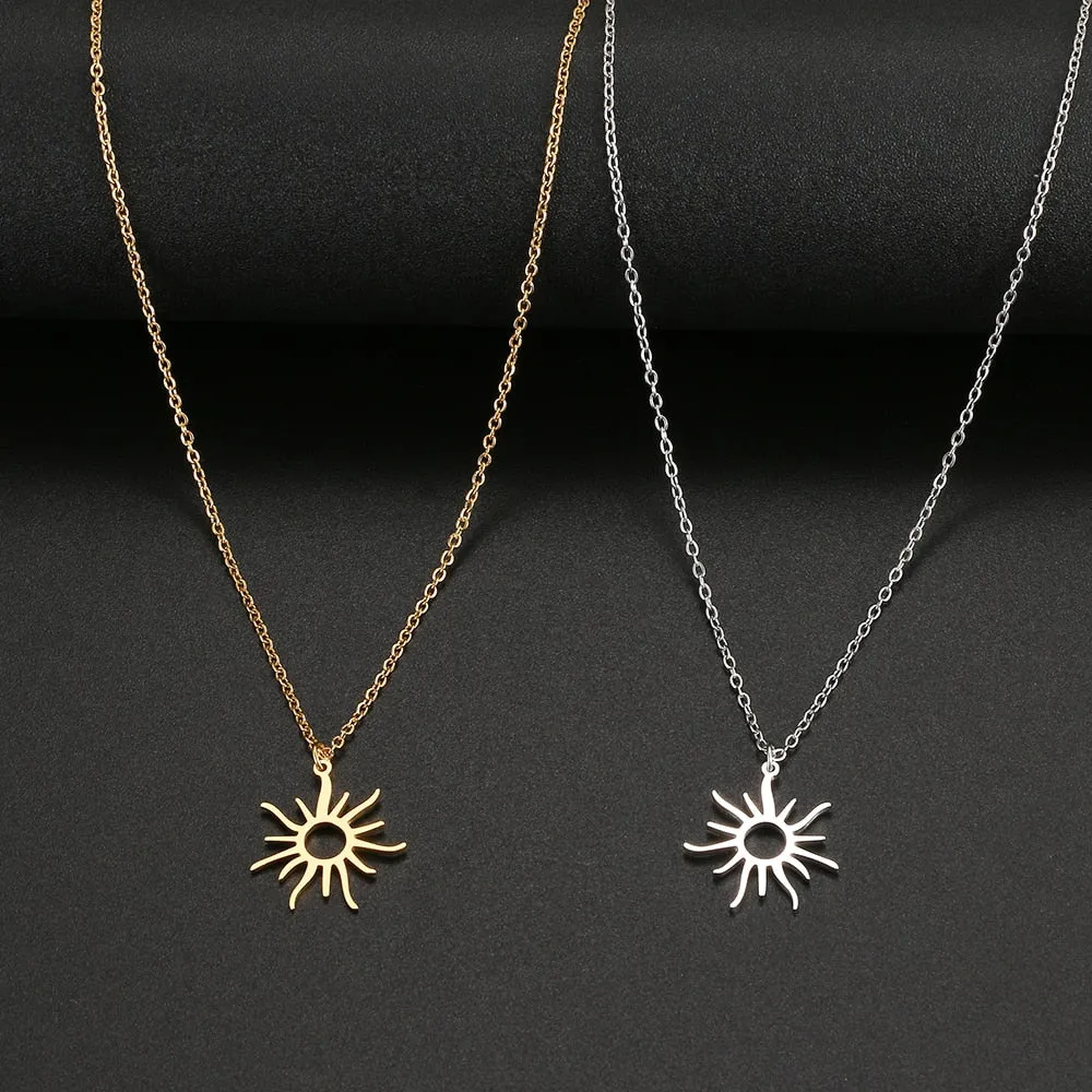 Stainless Steel Necklaces Exquisite Big Sun Style Pendant Collar Chain Fashion Necklace Women Men Jewelry