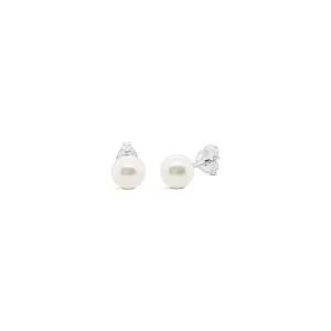 Sterling Silver 7-7.5mm Round Natural Fresh Water Stud Earrings